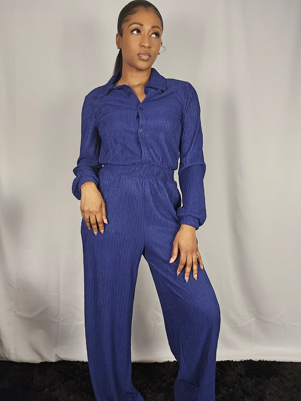 Sweet Sapphire Crinkle Jumpsuit