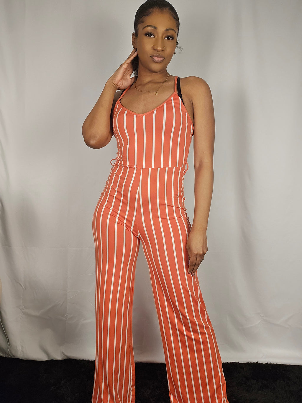 Kandy Kane Striped Wide Leg Jumpsuit