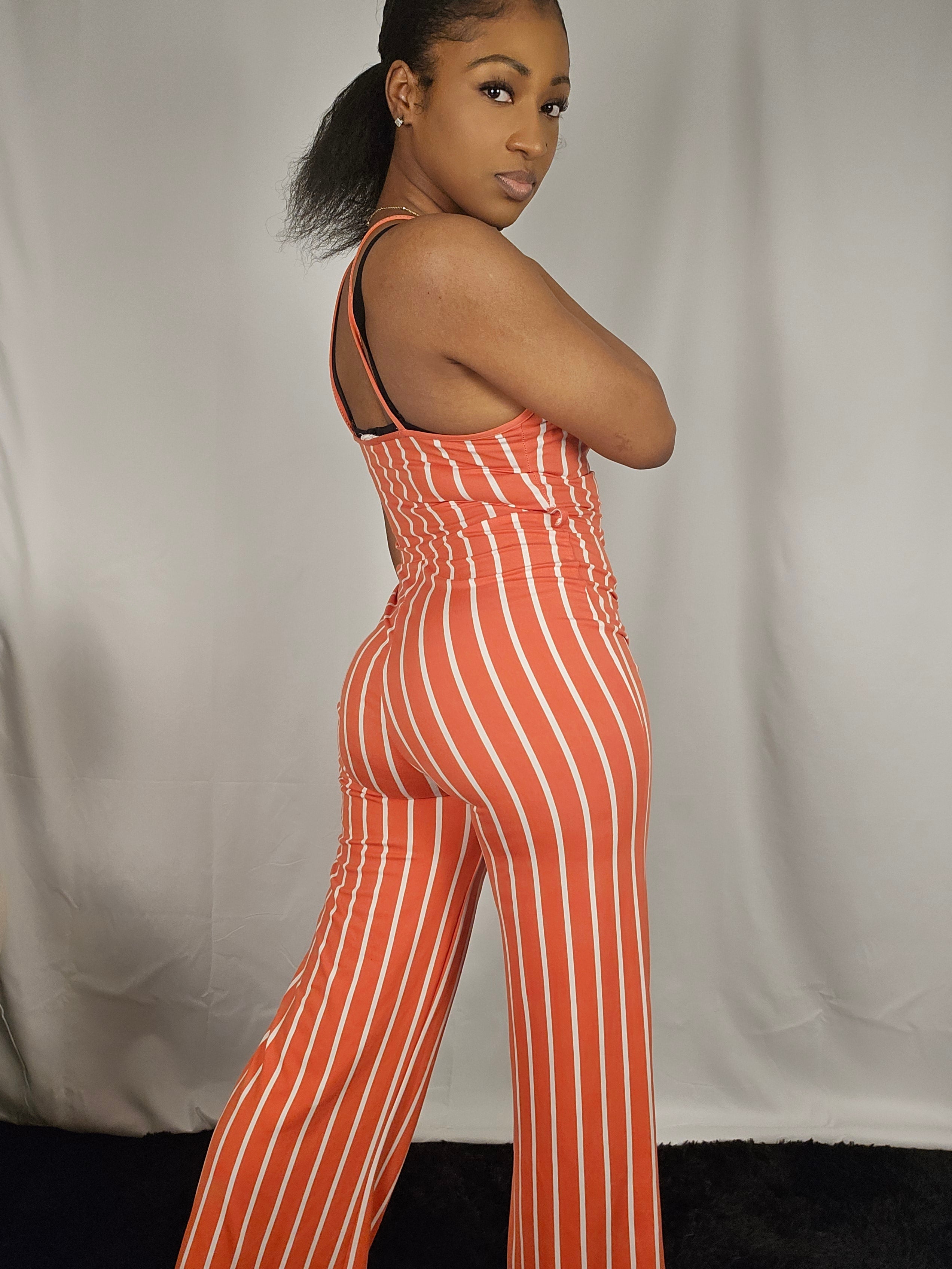 Kandy Kane Striped Wide Leg Jumpsuit