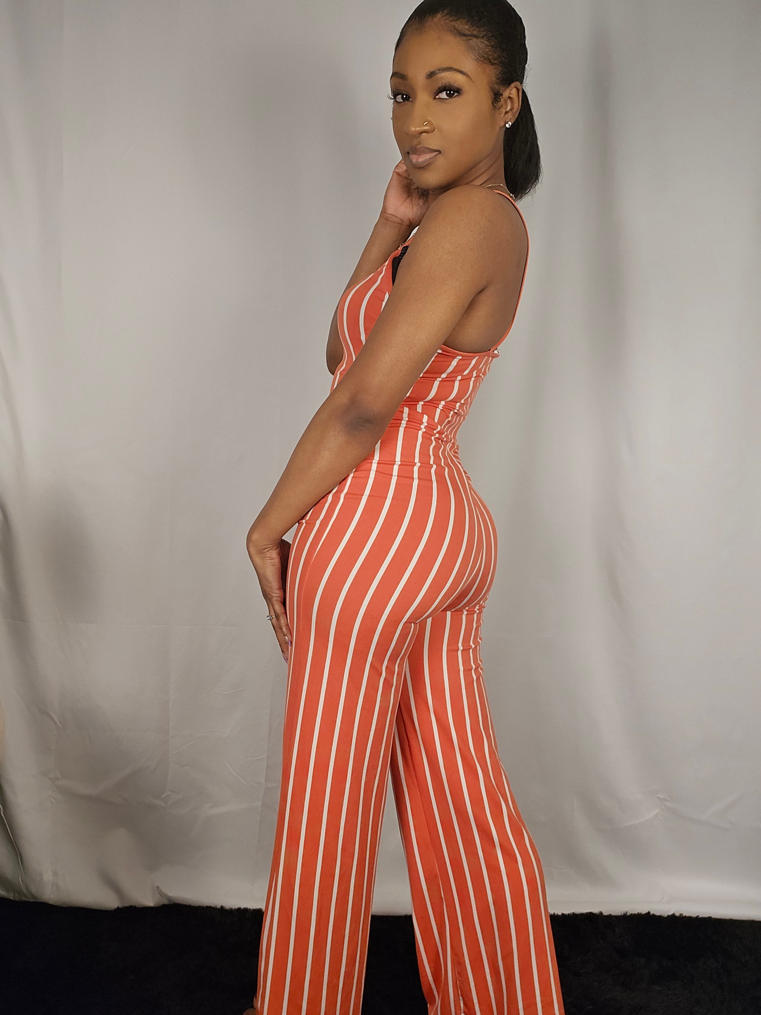 Kandy Kane Striped Wide Leg Jumpsuit