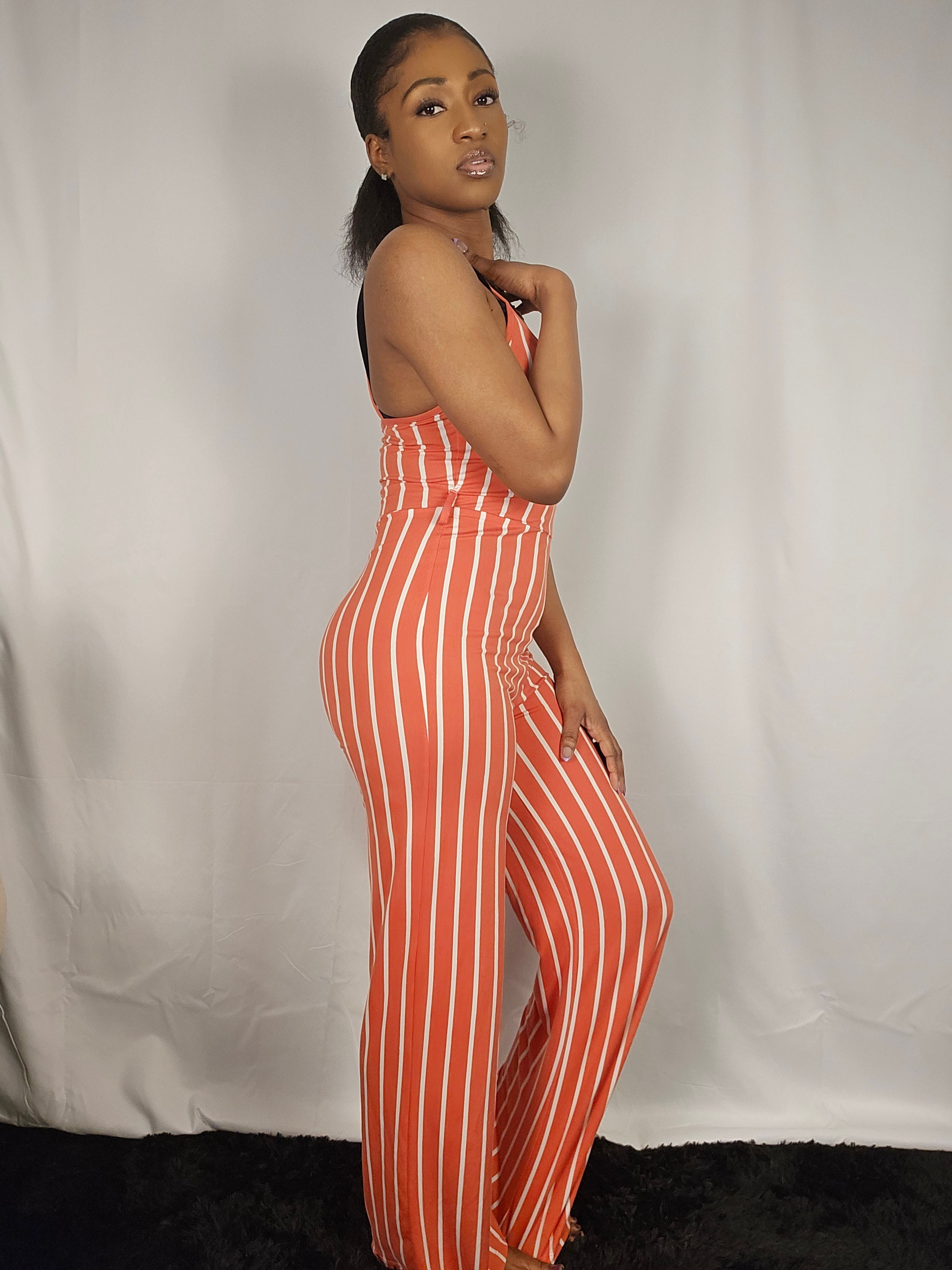 Kandy Kane Striped Wide Leg Jumpsuit