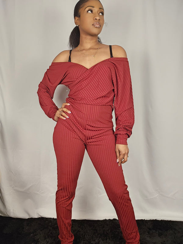 Off Shoulder Cross Front Jumpsuit