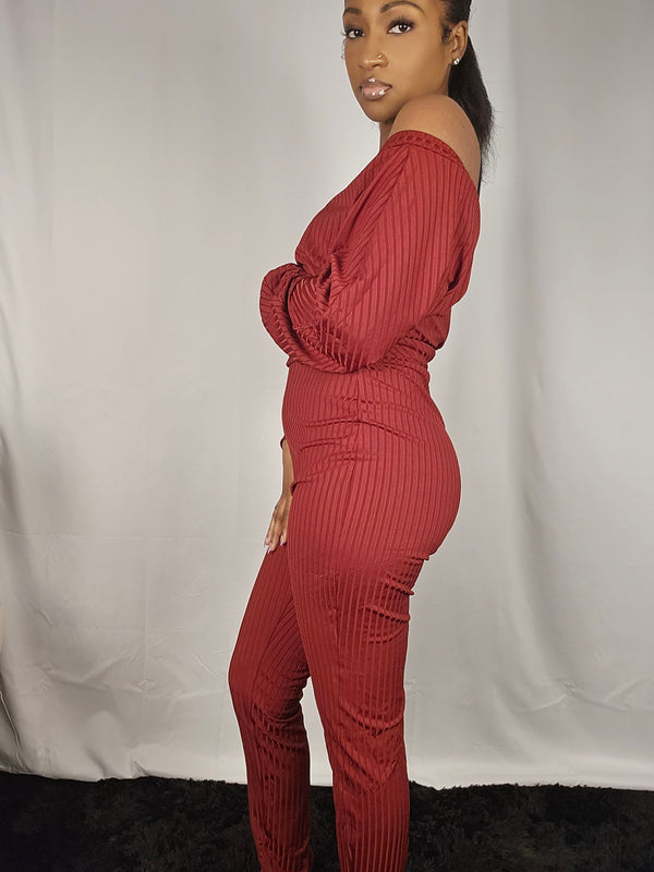Off Shoulder Cross Front Jumpsuit