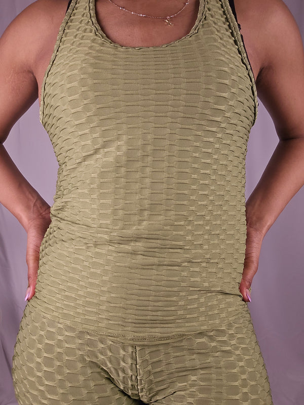 Sculpt Texture Honeycomb Waffle Tank & Legging Set