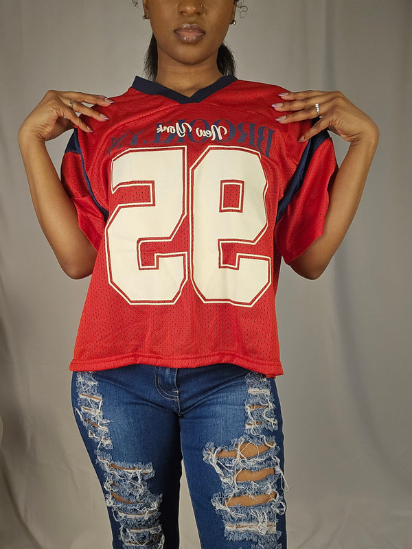 Oversized V-Neck Football Jersey Top