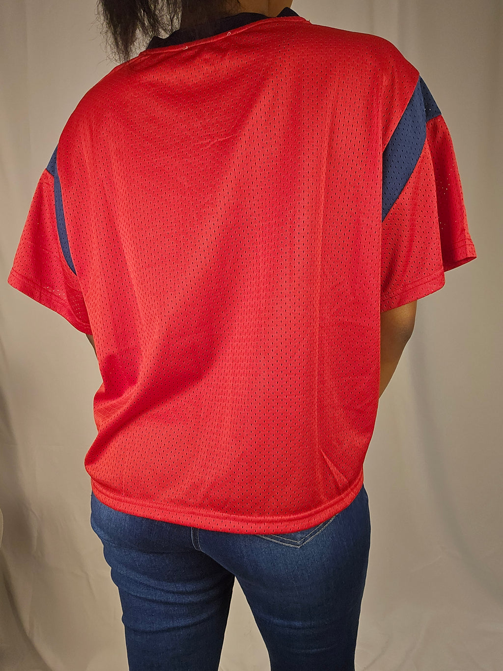 Oversized V-Neck Football Jersey Top