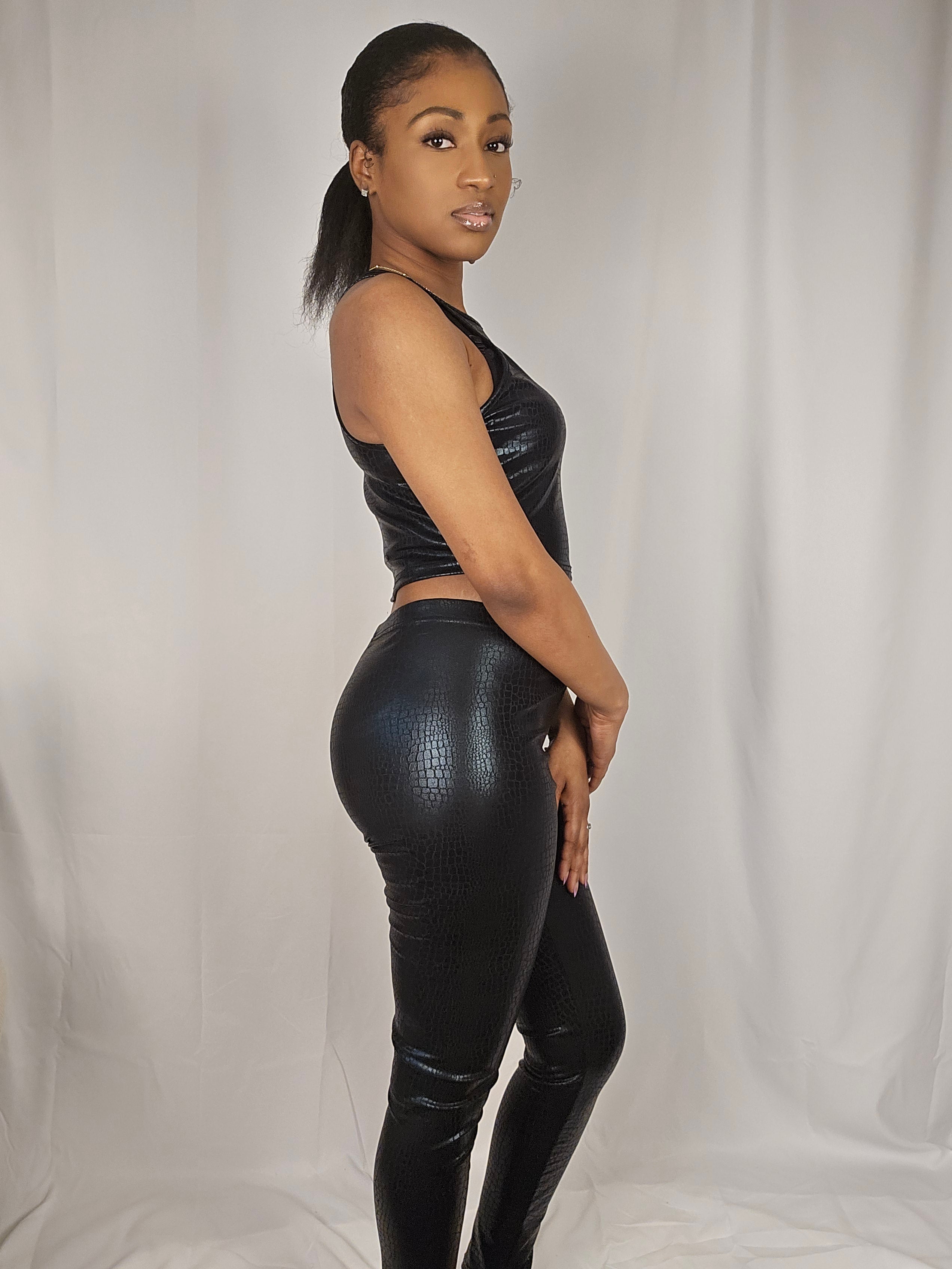 Venomous Texture Two-Piece Leggings Set