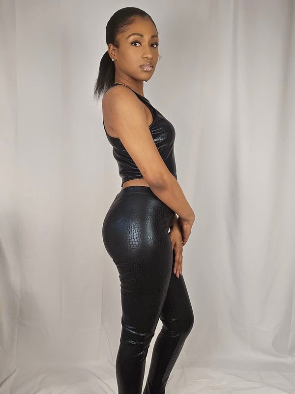 Venomous Texture Two-Piece Leggings Set