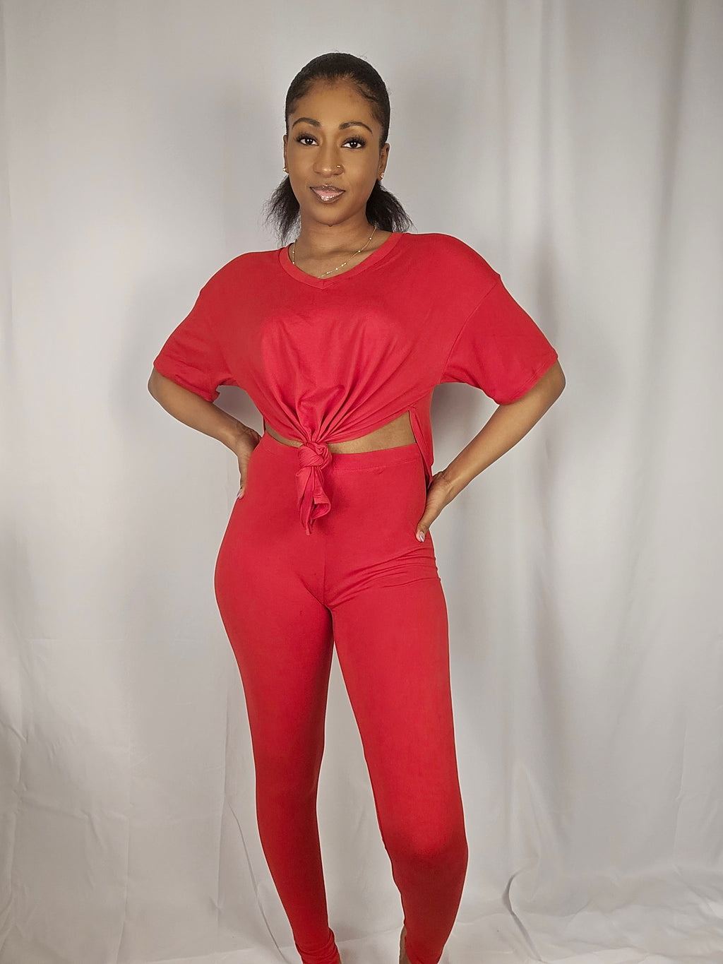 Slit Tunic Top & Leggings Two-Piece Set