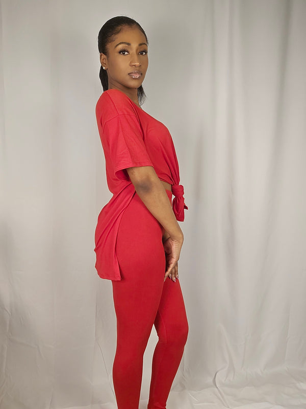 Slit Tunic Top & Leggings Two-Piece Set
