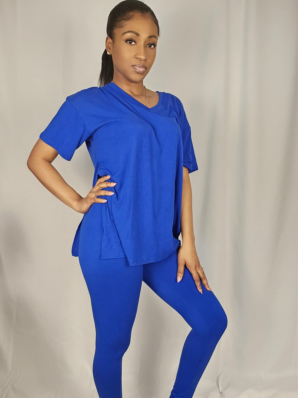Slit Tunic Top & Leggings Two-Piece Set