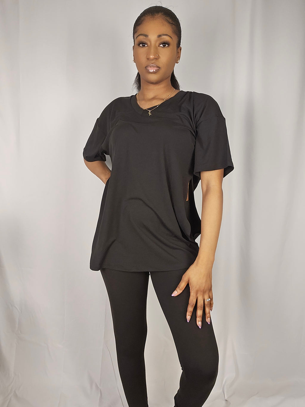 Slit Tunic Top & Leggings Two-Piece Set