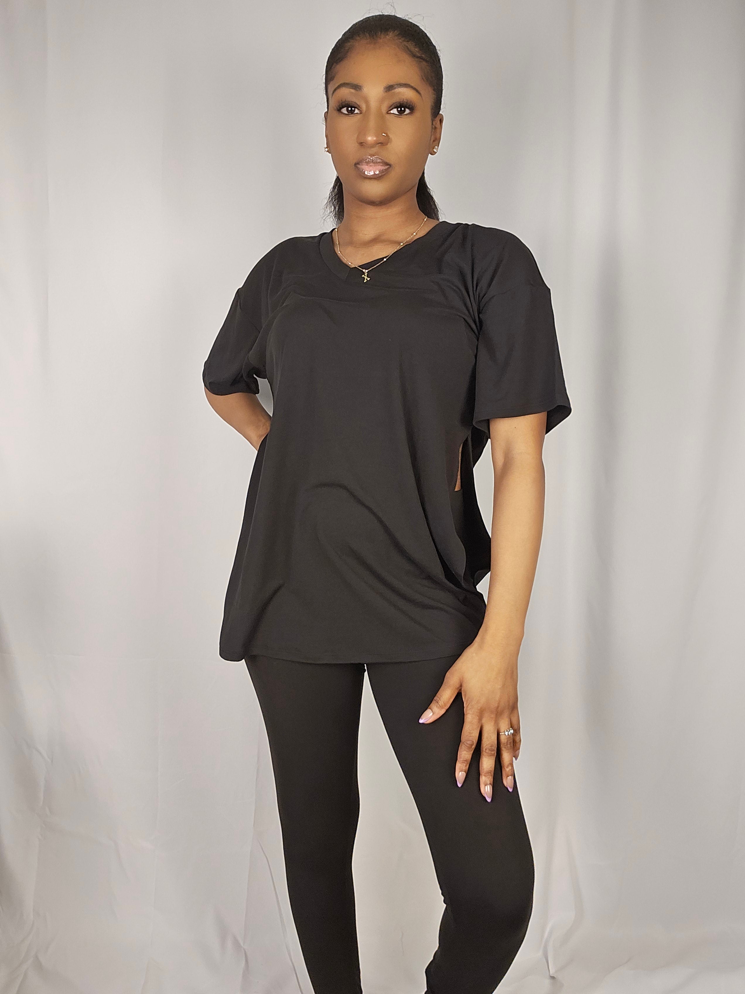 Slit Tunic Top & Leggings Two-Piece Set