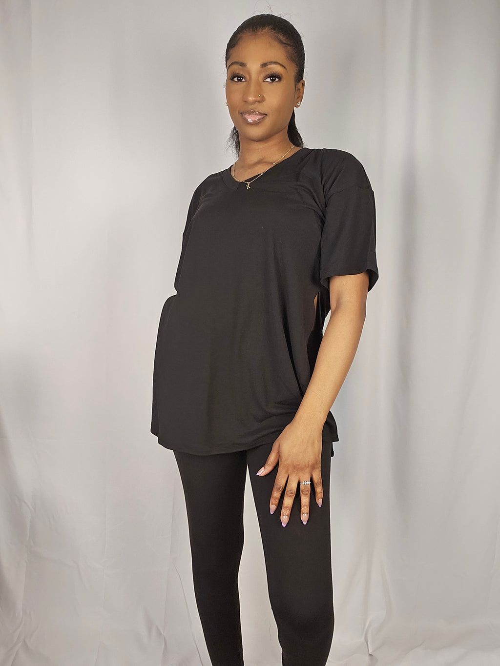 Slit Tunic Top & Leggings Two-Piece Set