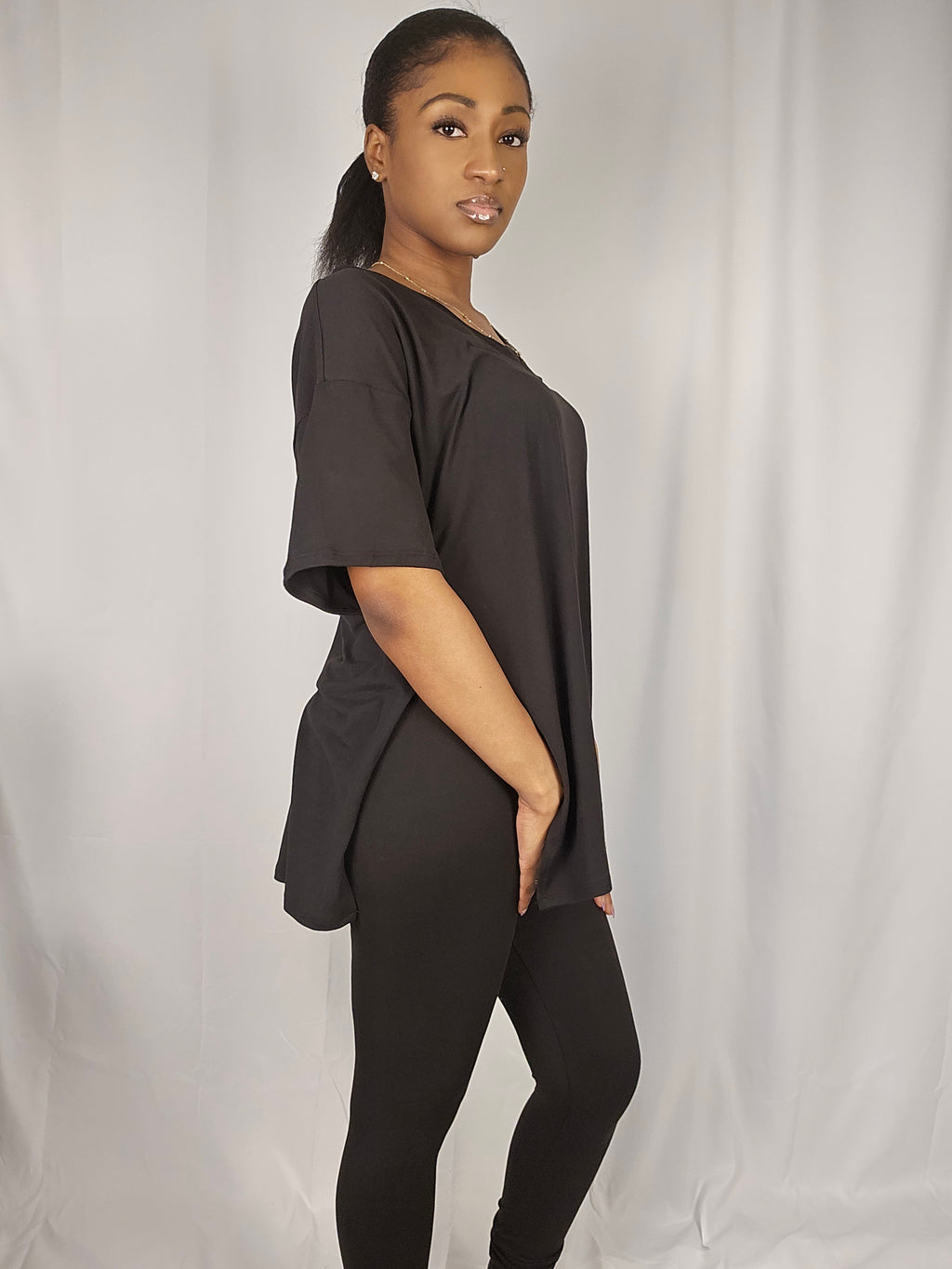 Slit Tunic Top & Leggings Two-Piece Set