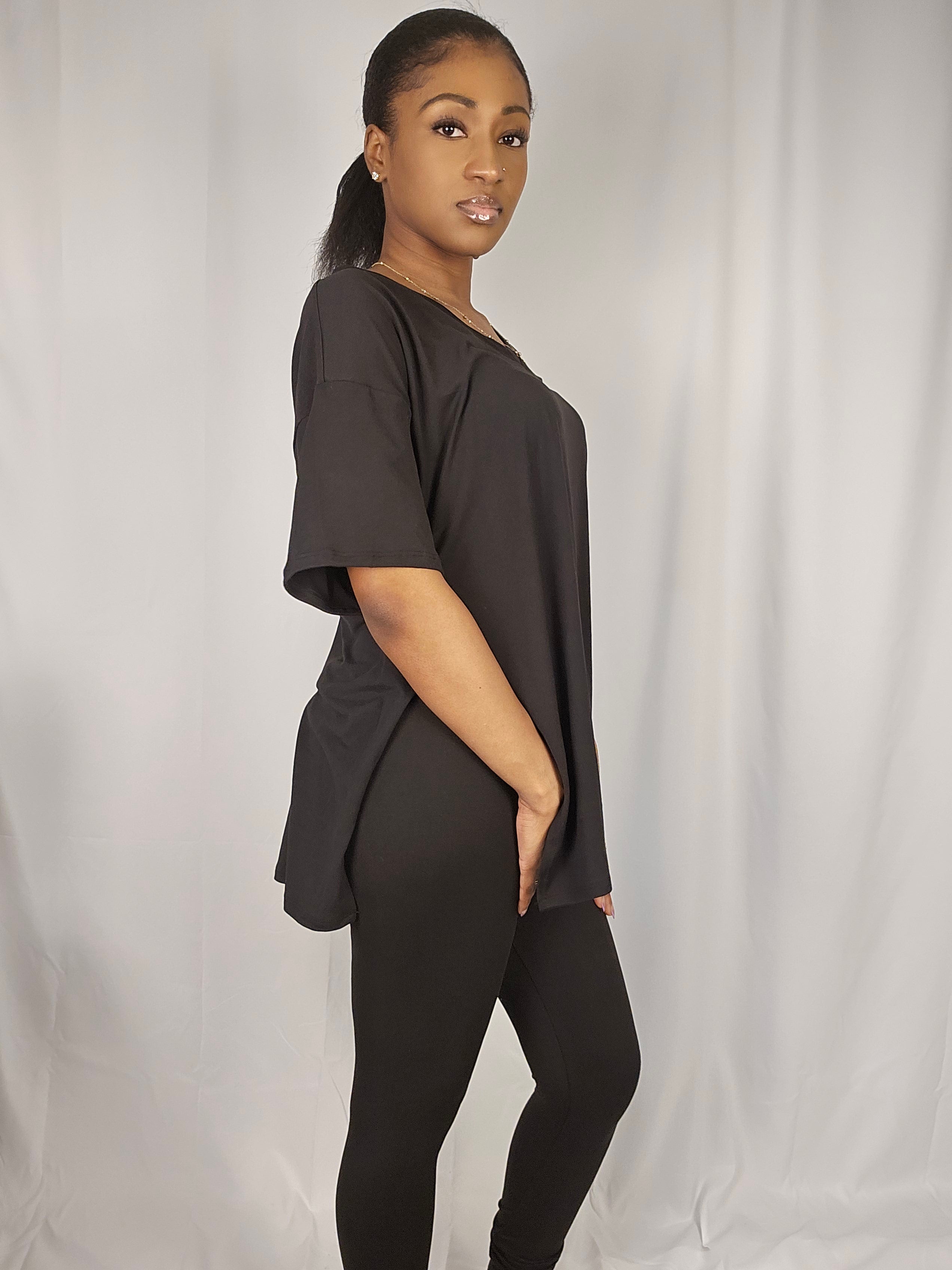 Slit Tunic Top & Leggings Two-Piece Set