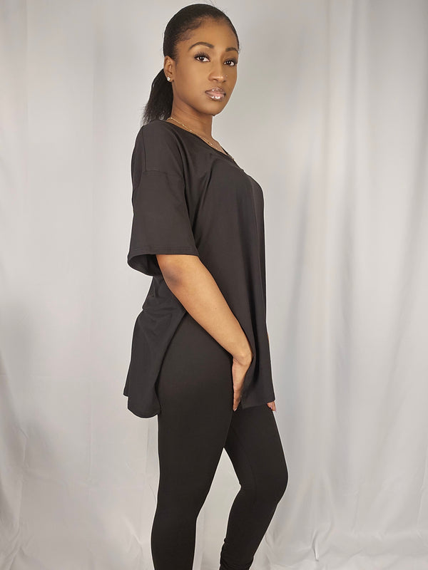 Slit Tunic Top & Leggings Two-Piece Set
