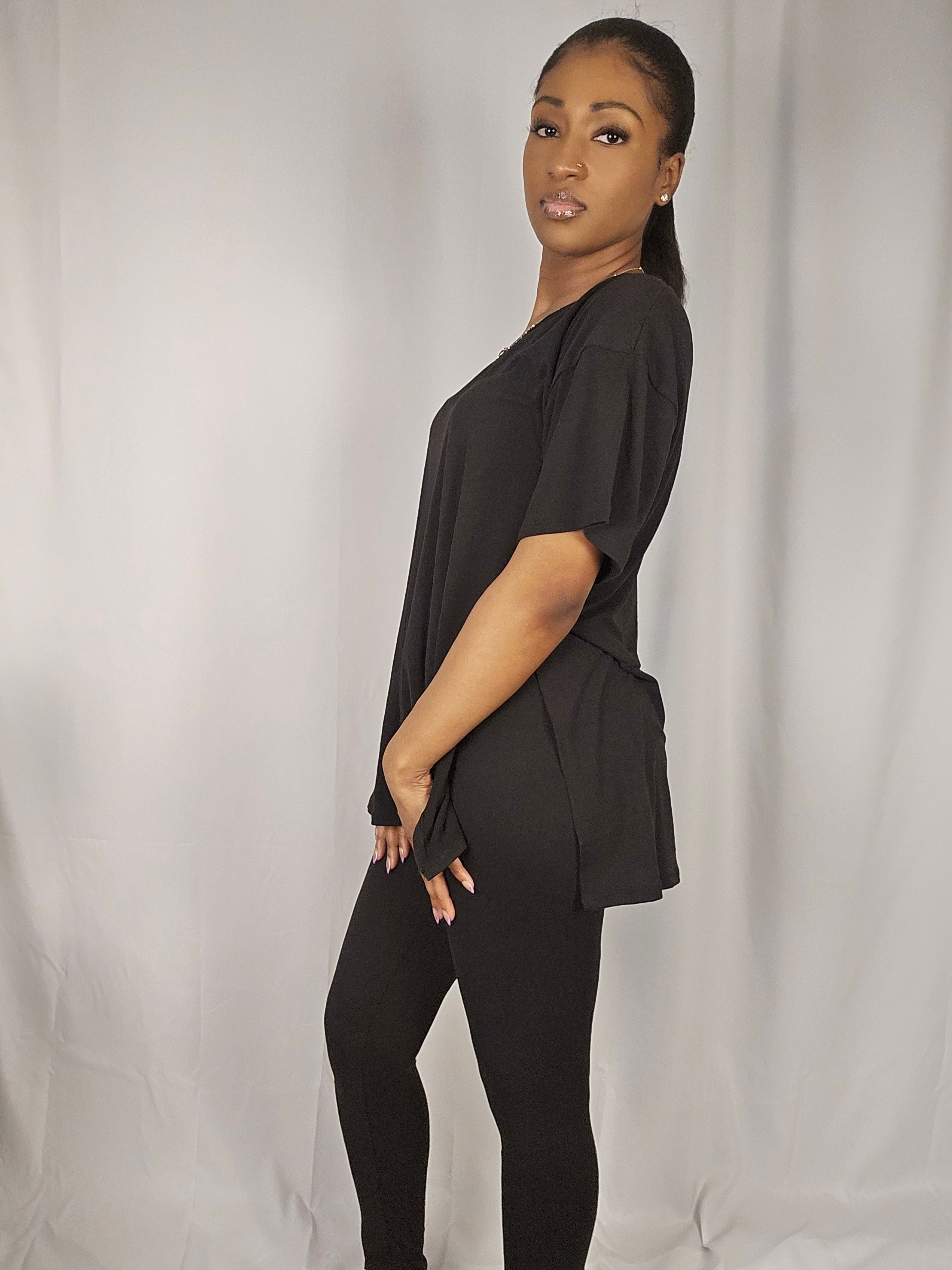Slit Tunic Top & Leggings Two-Piece Set