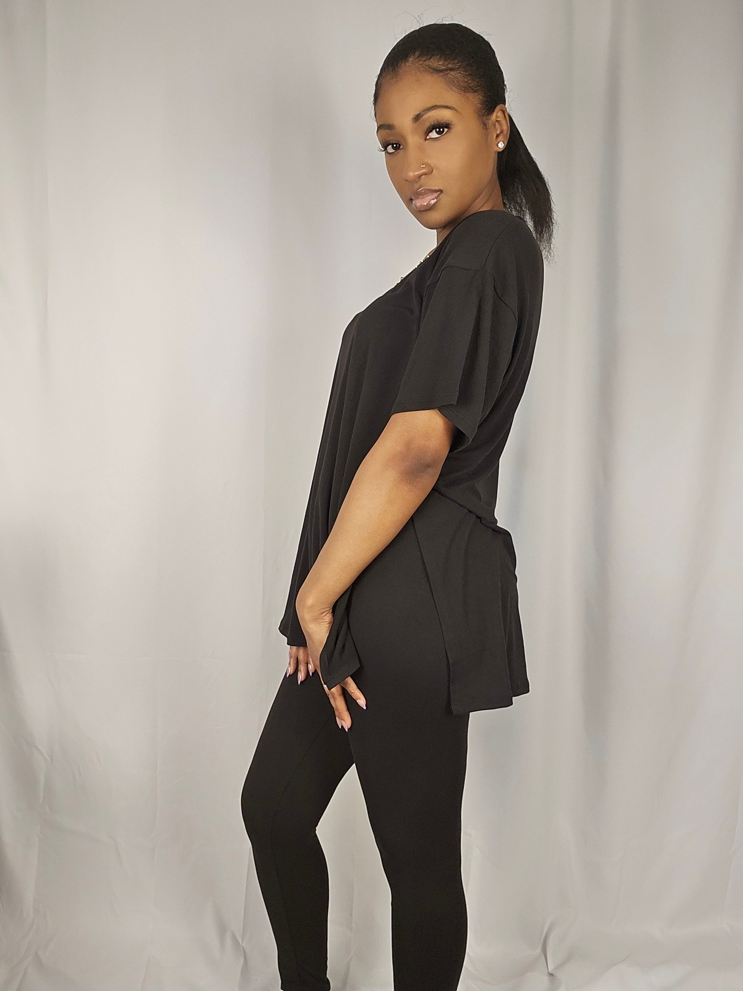 Slit Tunic Top & Leggings Two-Piece Set