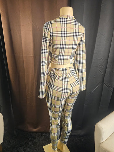 Plaid 2-Piece Crop Top & Leggings Set