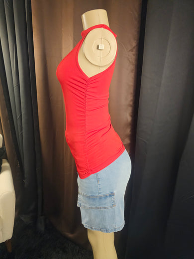Ribbed Mock Neck Sleeveless Top