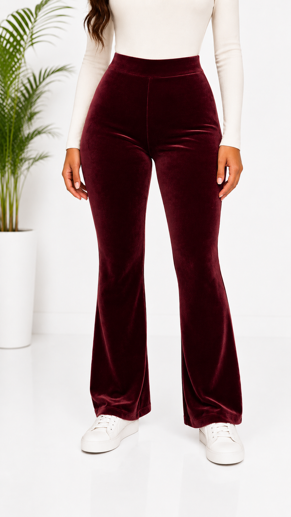 Velour Flared Hem Pants