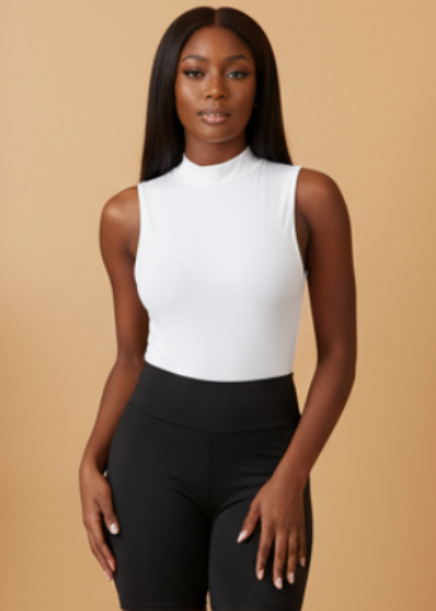Sleek Essential High-Neck Bodysuit Top