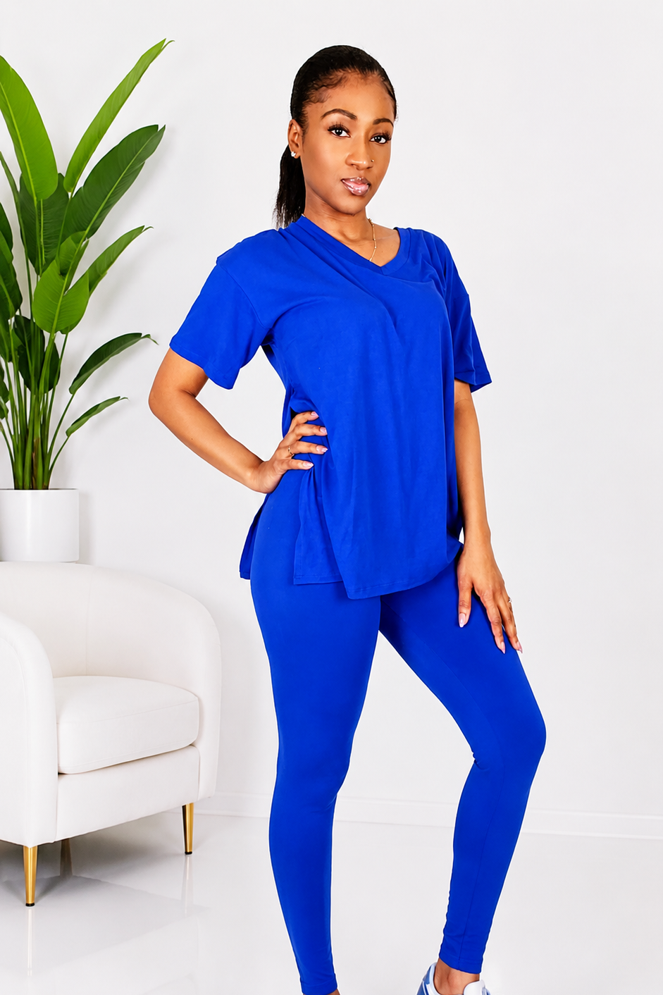 Slit Tunic Top & Leggings Two-Piece Set
