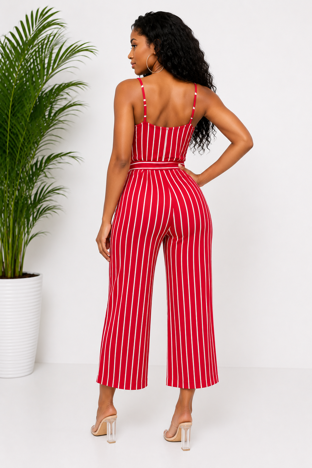 Kandy Kane Striped Wide Leg Jumpsuit