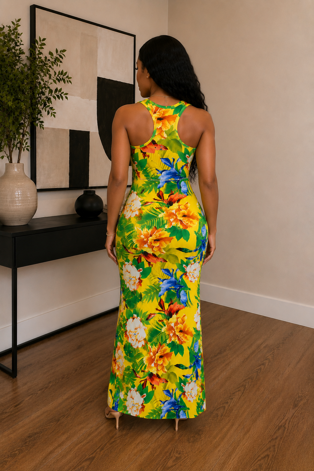 Lemon Drop Silhouette Maxi Dress