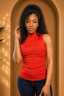 Ribbed Mock Neck Sleeveless Top