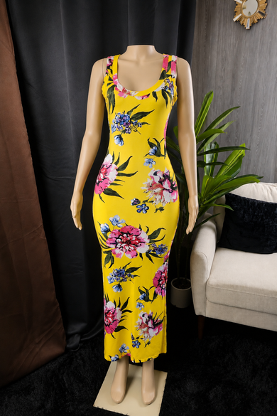 Golden Bloom Floral Maxi Dress