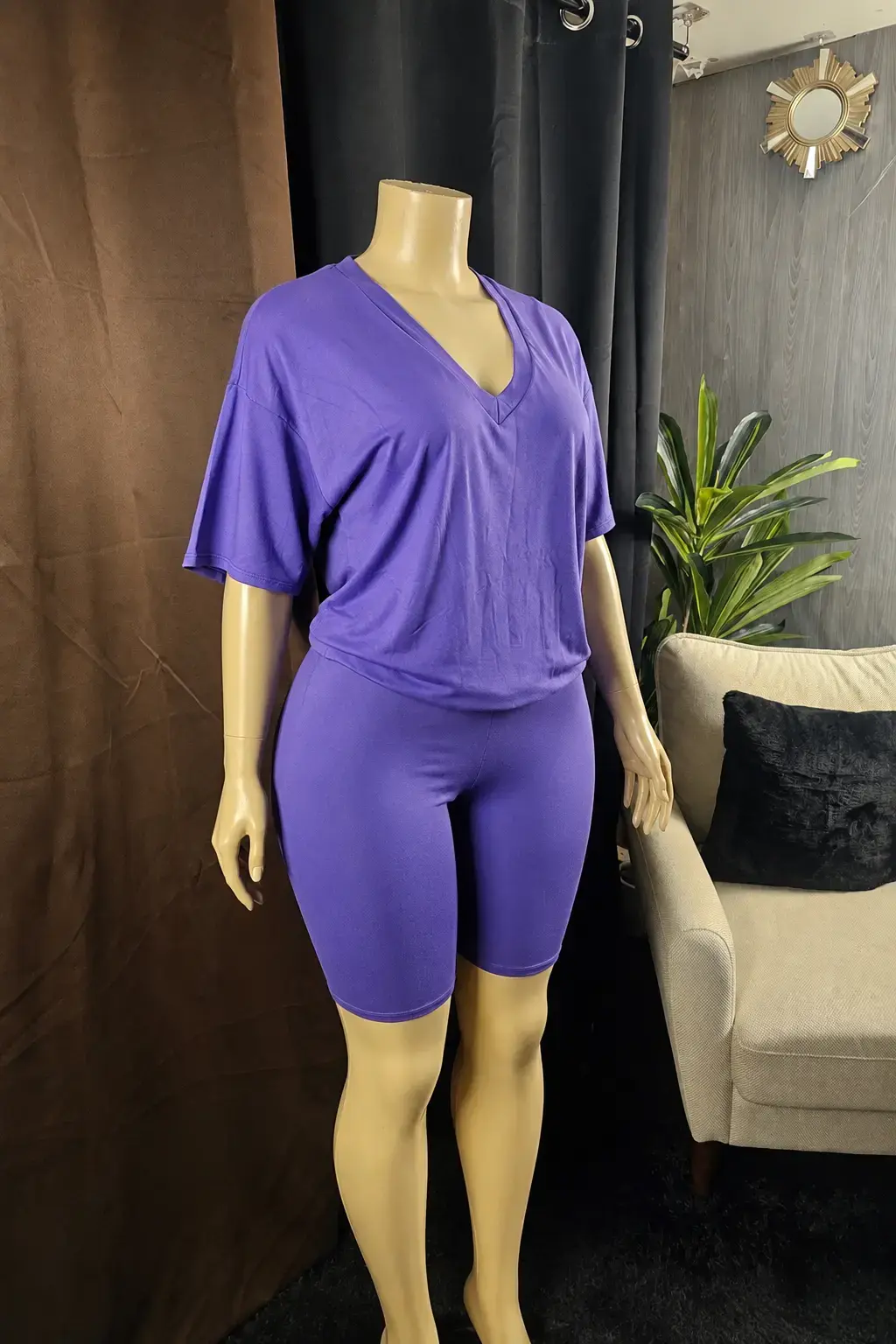 Chill Kinda Day V-Neck Biker Short Set