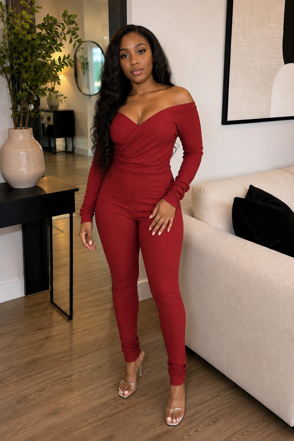 Off Shoulder Cross Front Jumpsuit Main image