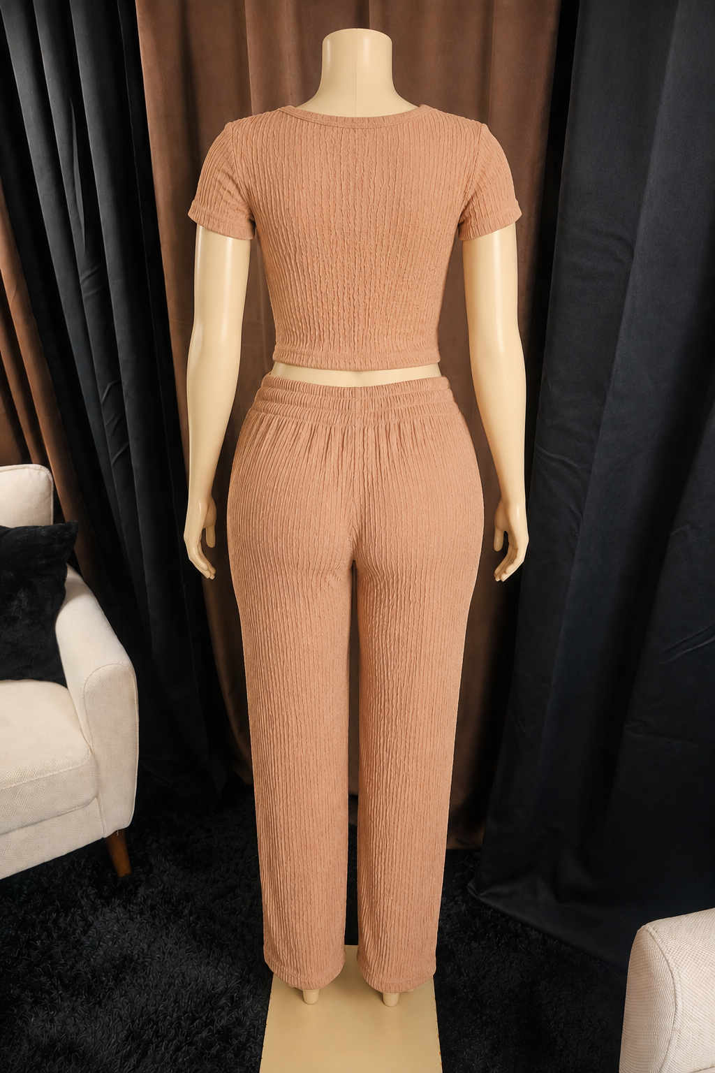 Milonni Crinkled Two-Piece Pant Set