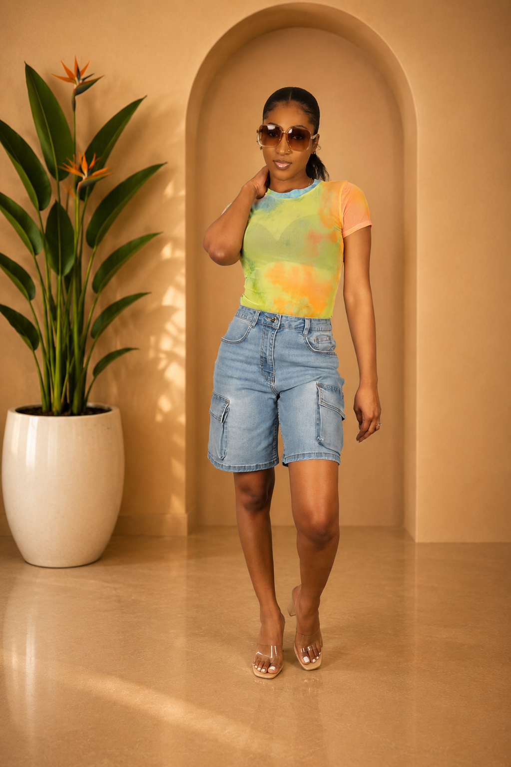Keep It Cargo High Waist Denim Shorts Secondary image