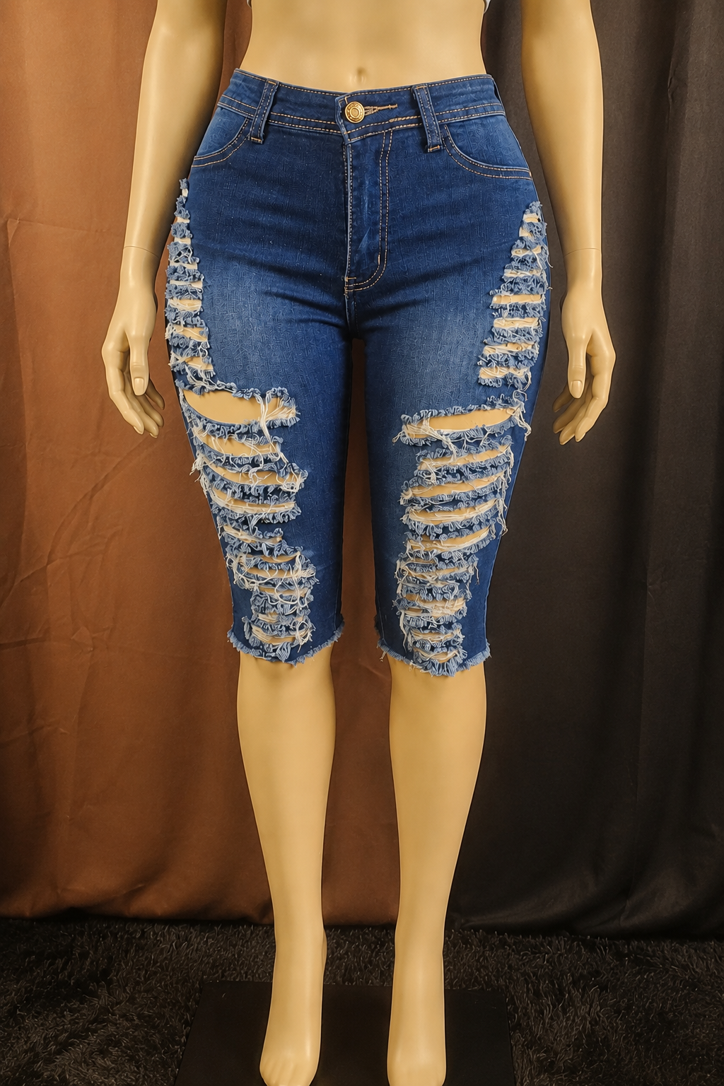 Curve Appeal Distressed Denim Shorts