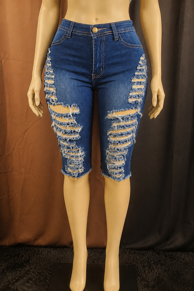Curve Appeal Distressed Denim Shorts