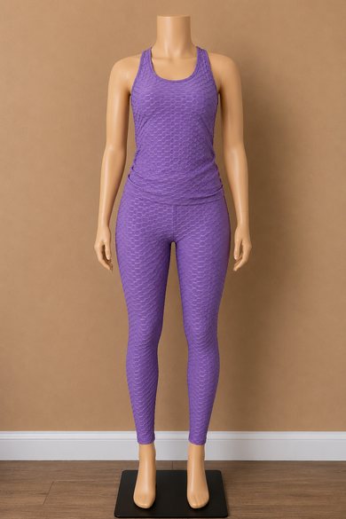 Sculpt Texture Honeycomb Waffle Tank & Legging Set