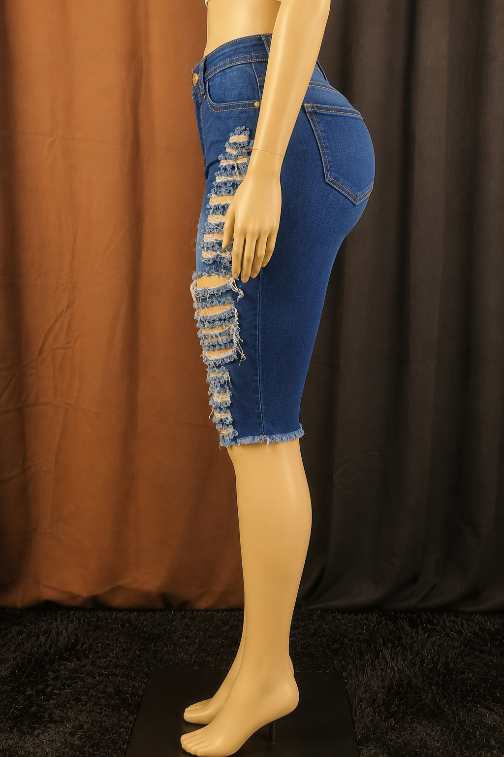 Curve Appeal Distressed Denim Shorts