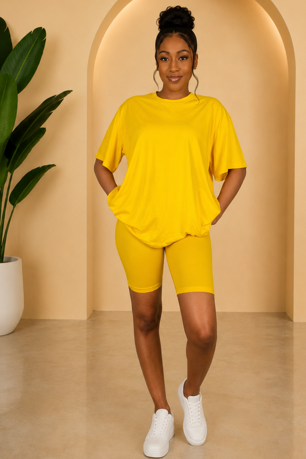 Off-Duty Oversized Tee & Biker Short Set