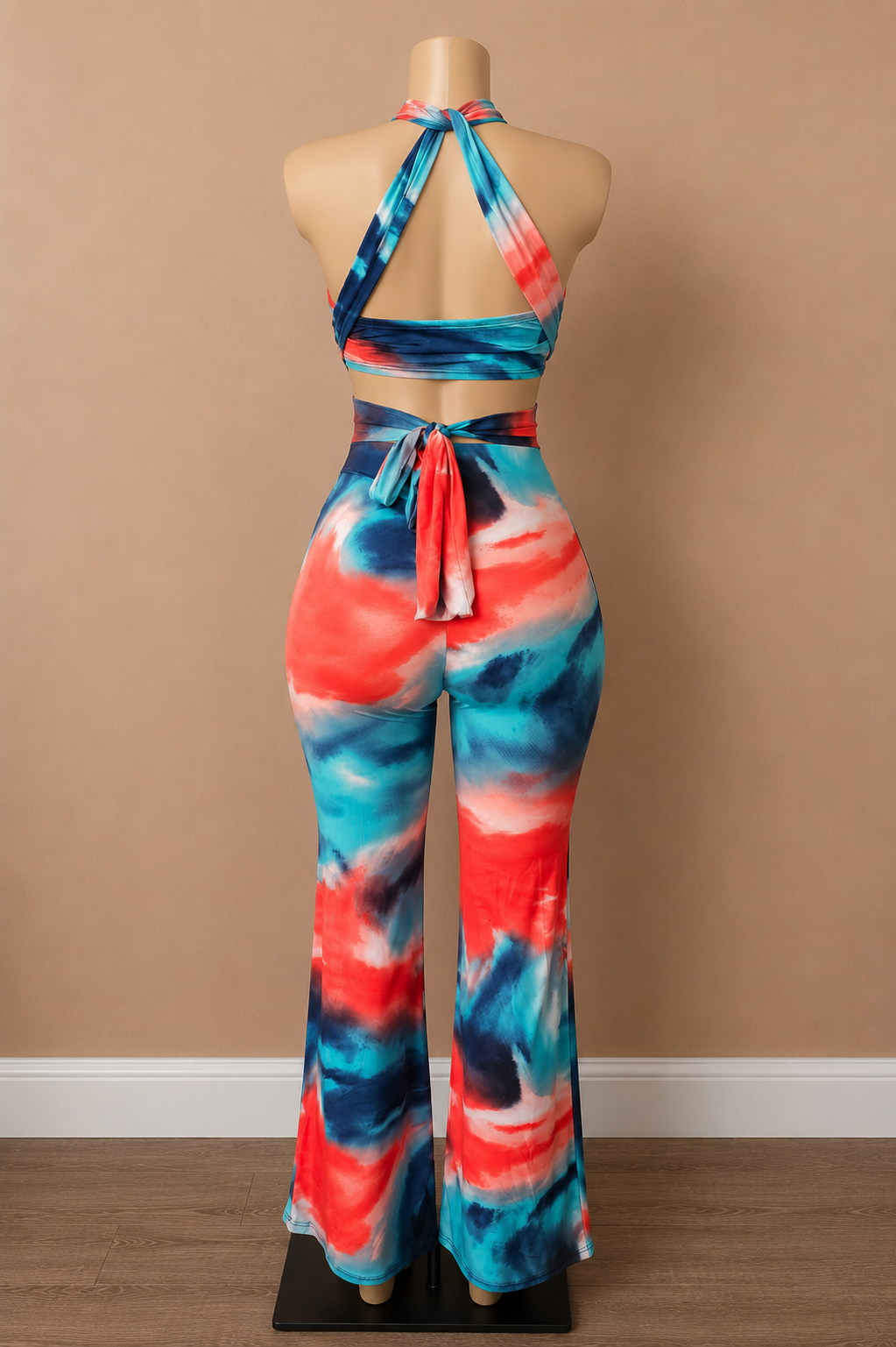 Island Oasis Abstract Multi-Way Halter & Flare Pant Set