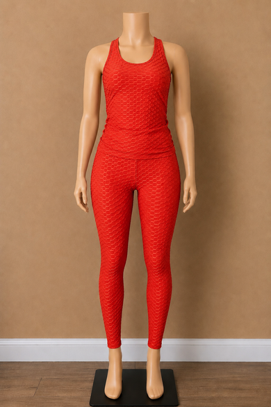 Sculpt Texture Honeycomb Waffle Tank & Legging Set