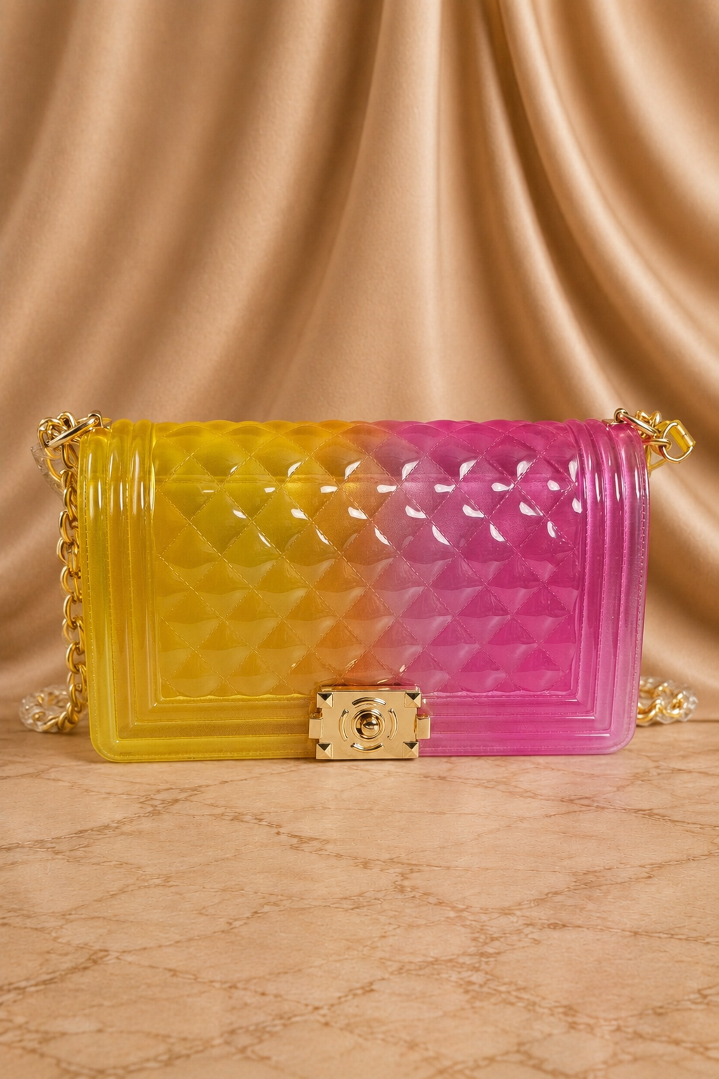 Transparent Colorblock Jelly Crossbody Bag