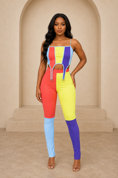 Vivid Horizon Colorblock Pants Set