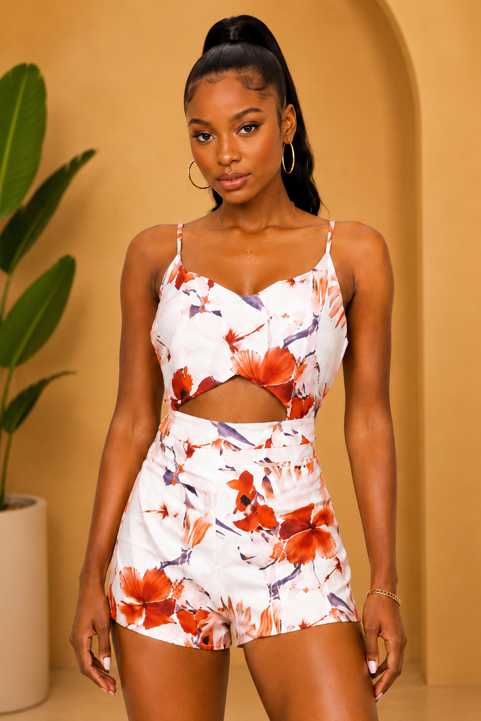 Front Cut Out Spaghetti Strap Romper