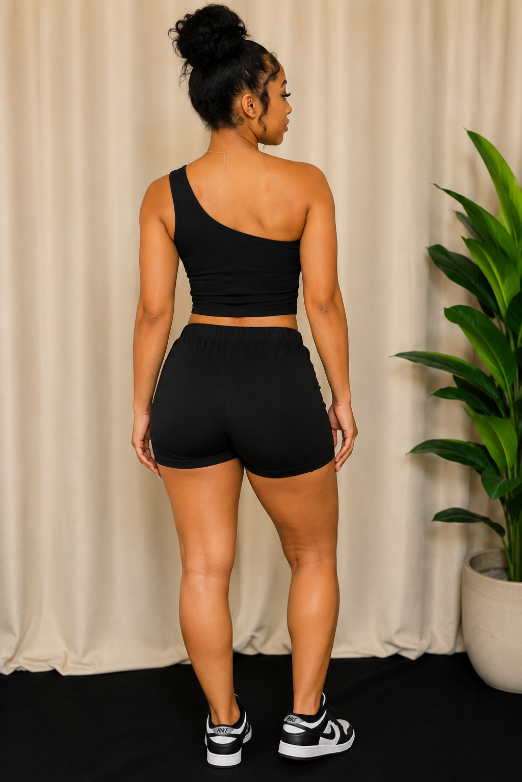 Kloset 6 Boutique Black Two Piece Matching Short Set Back View
