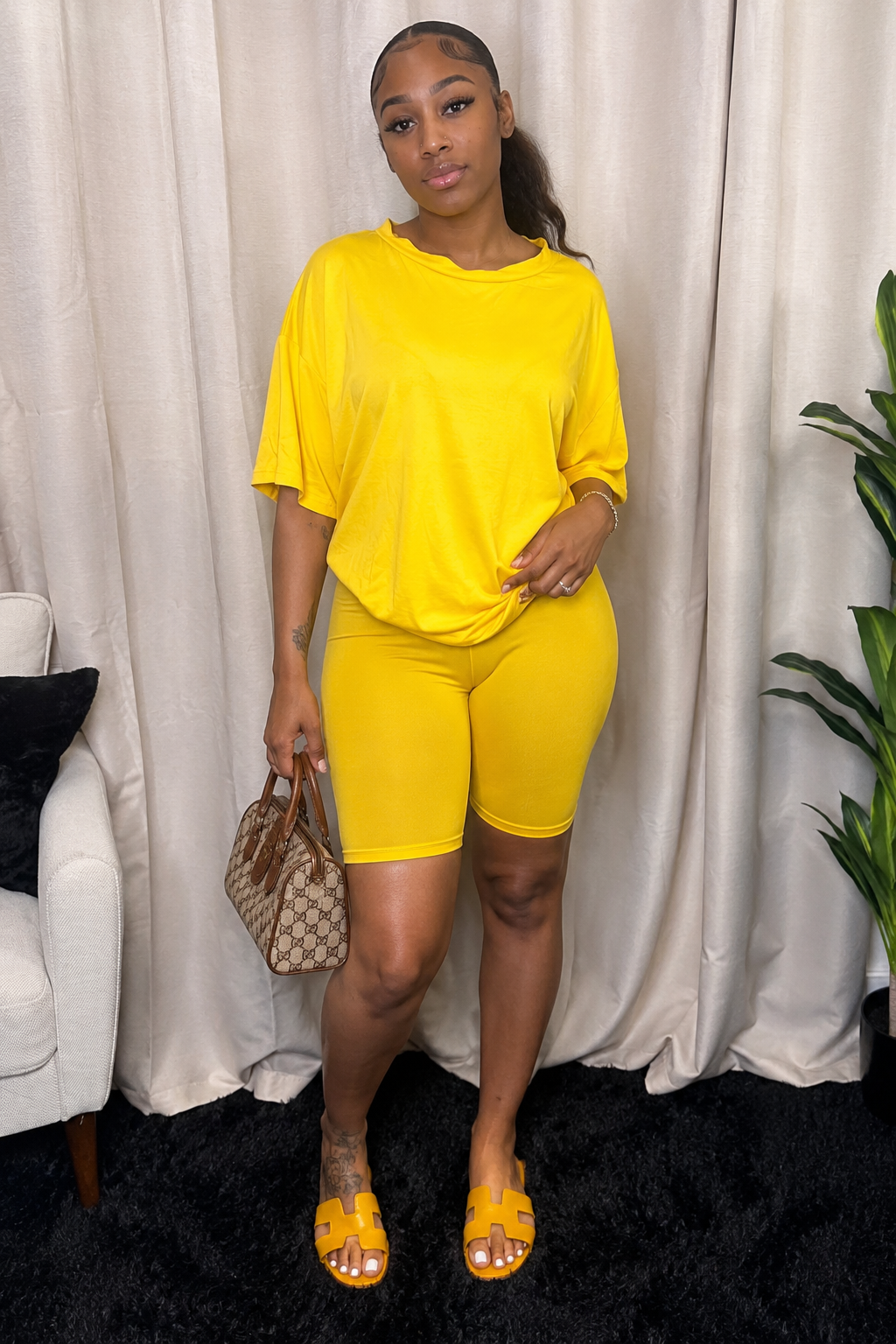 Off-Duty Oversized Tee & Biker Short Set Secondary image