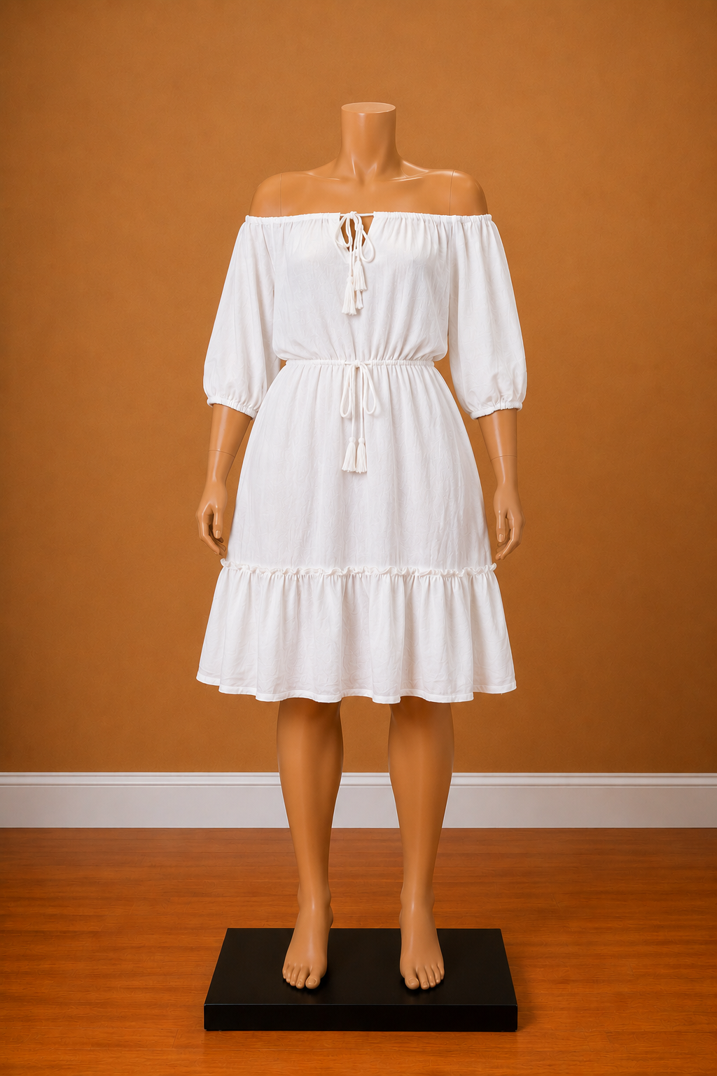 Coconut Cream Off-The-Shoulder Mini Dress