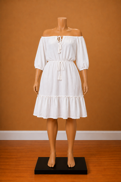 Coconut Cream Off-The-Shoulder Mini Dress
